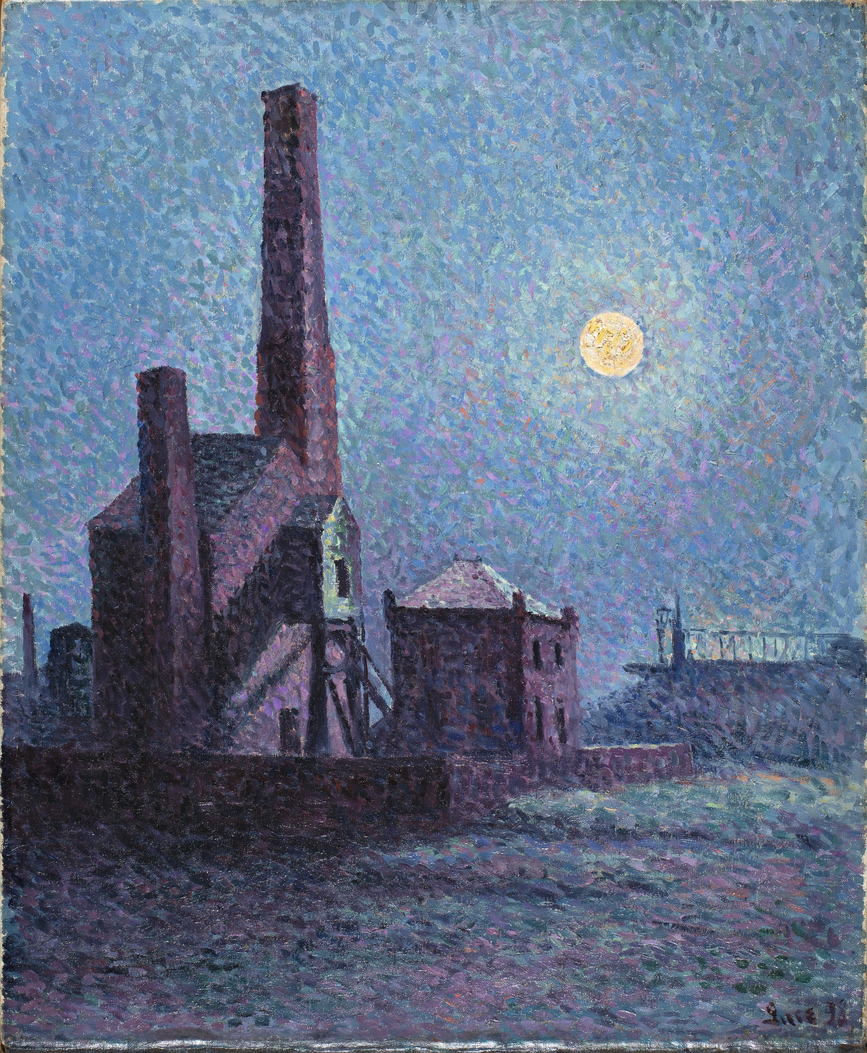 絵画 Luce Factory in the Moonlight - Luce, Maximilien. Museo Nacional